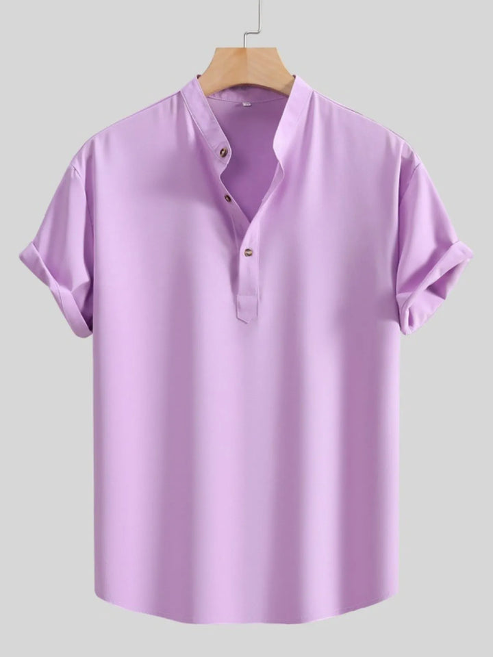 Men's Button Detail Short Sleeve Blouse