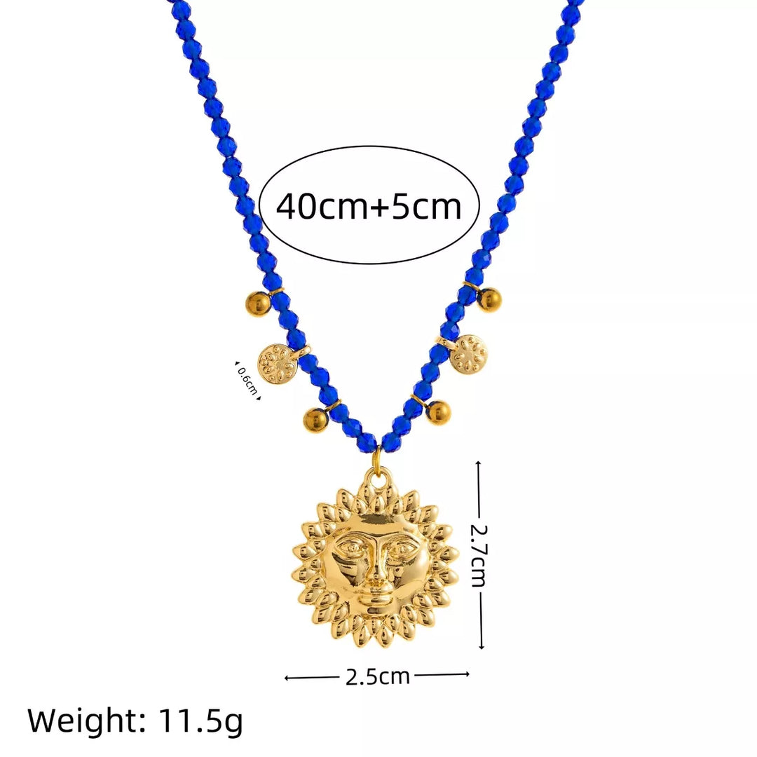 14K Gold-Plated Bead Sun Pendant Necklace