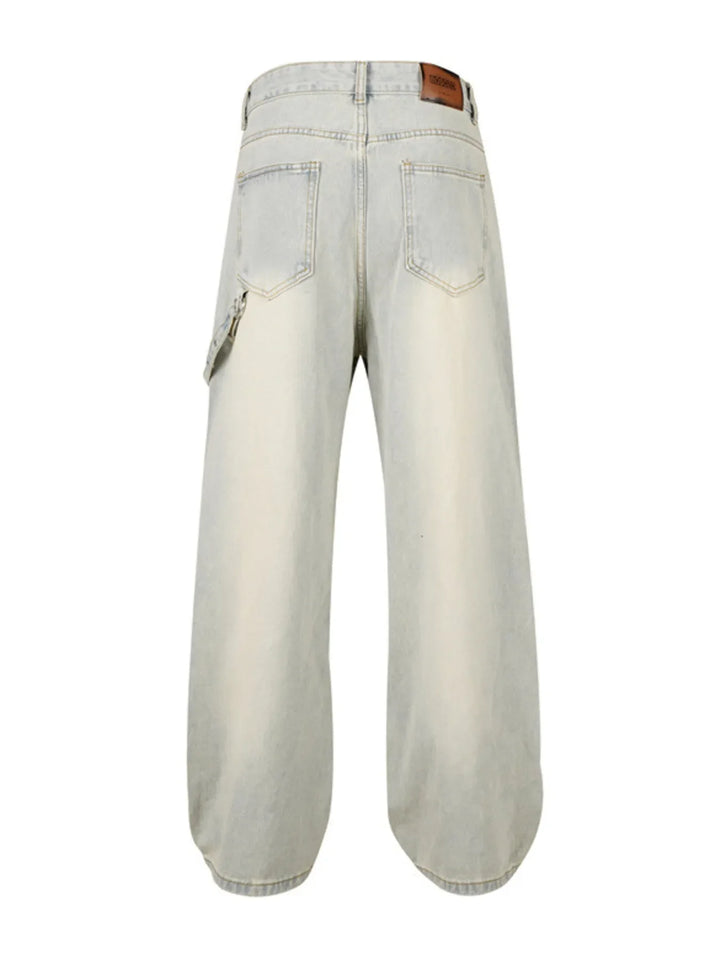 Men's Frayed Hem Wide Leg Jeans