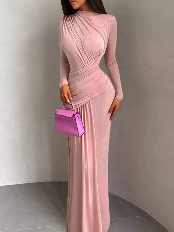 Ruched Long Sleeve Maxi Dress