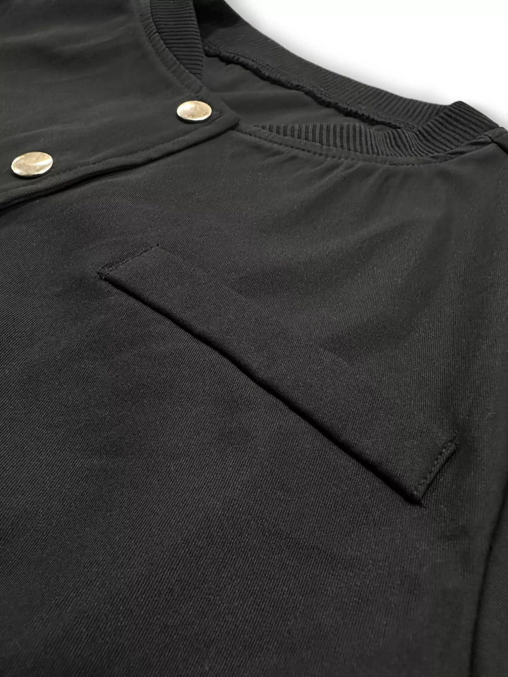 Snap Down Cropped Bomber Jacket
