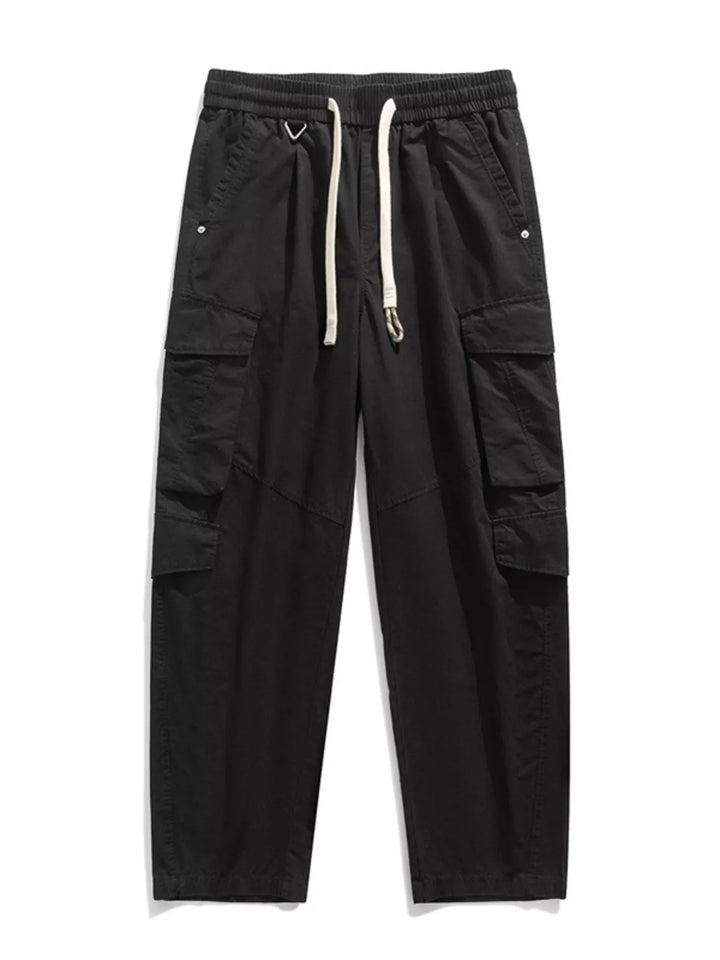 Men's Plus Size Loose Fit Cargo Pants with Drawstring