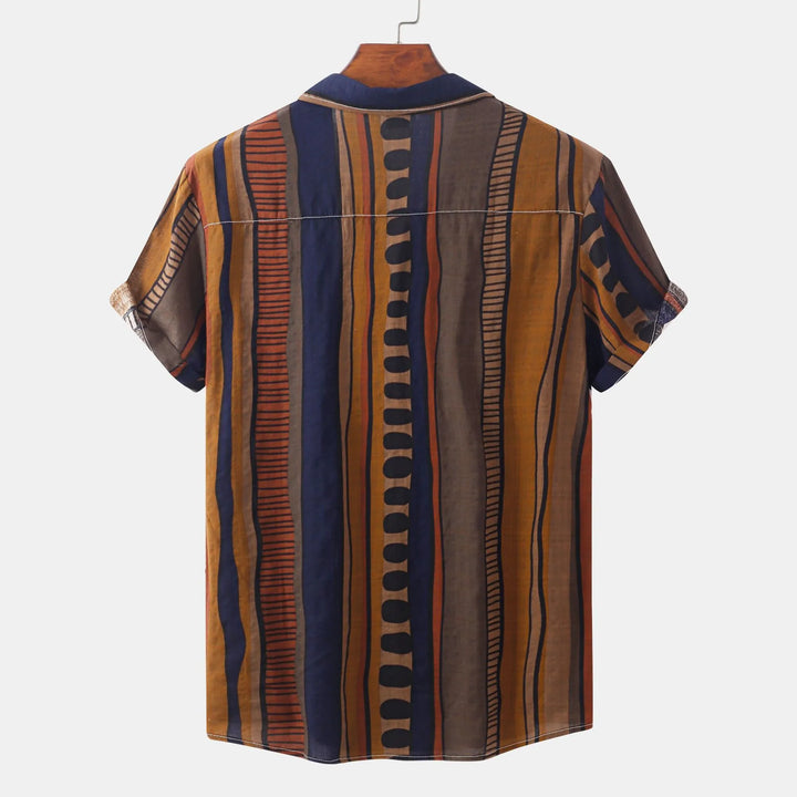 Men's Plus Size Striped Short Sleeve Button-Up Shirt