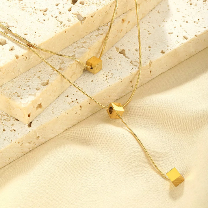 18K Gold-Plated Double Layered Geometric Necklace