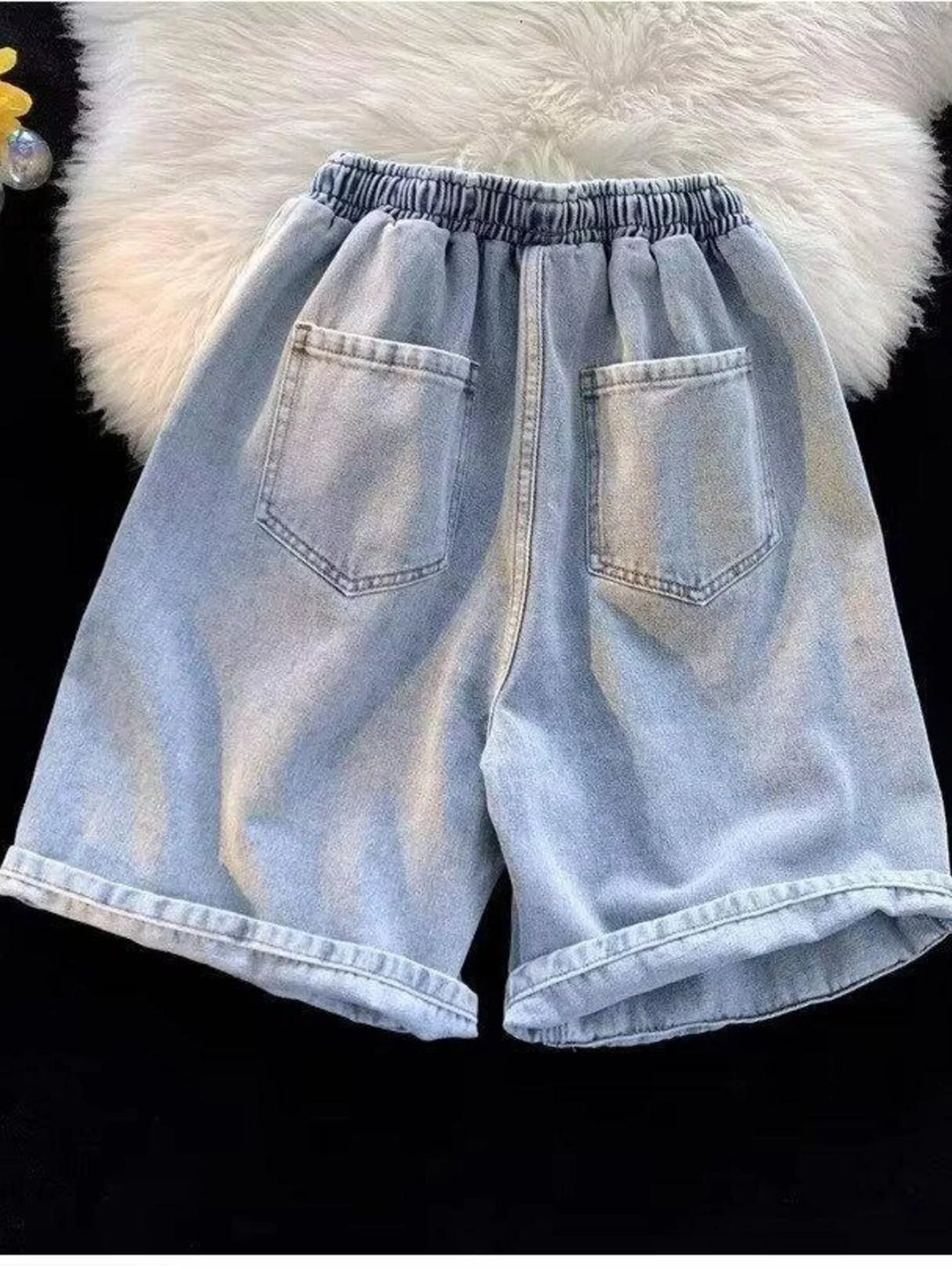 Men's Full Size Elastic Waist Washed Denim Shorts Plus Size