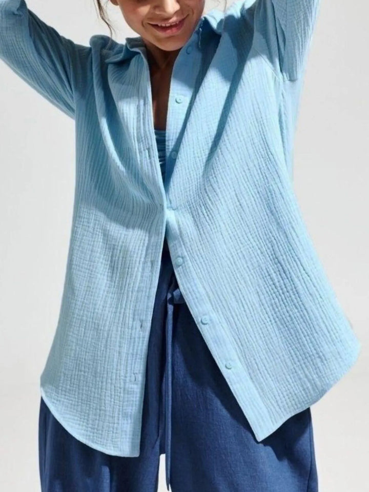 Button Up Long Sleeve Texture Shirt