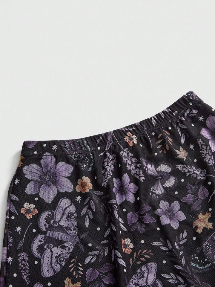 Floral Print Flowy Midi Skirt