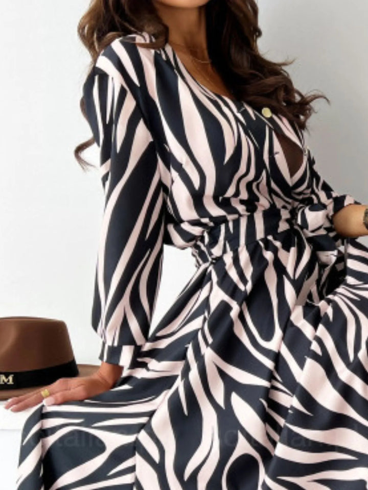 Printed Tie Waist Midi Dress