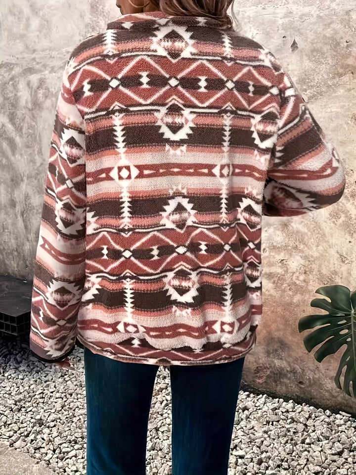 Geometric Half Zip Long Sleeve Sweatshirt