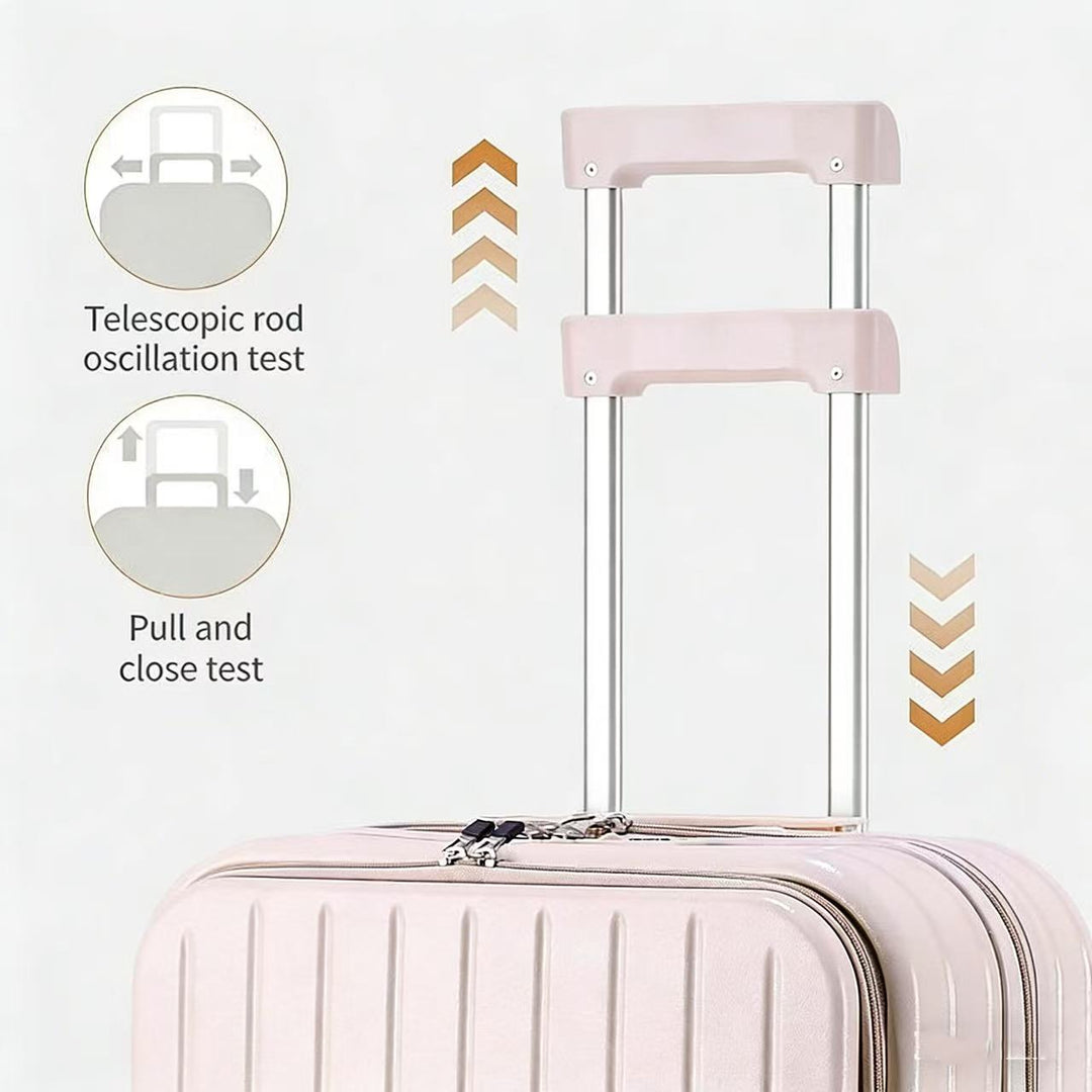 Front Opening Luggage Compartment With Front Open Tray And 20 Inch Cabin, Expandable Folding Cup Holder, Hidden Phone Holder, Dual USB Chargers. Travel Carrier