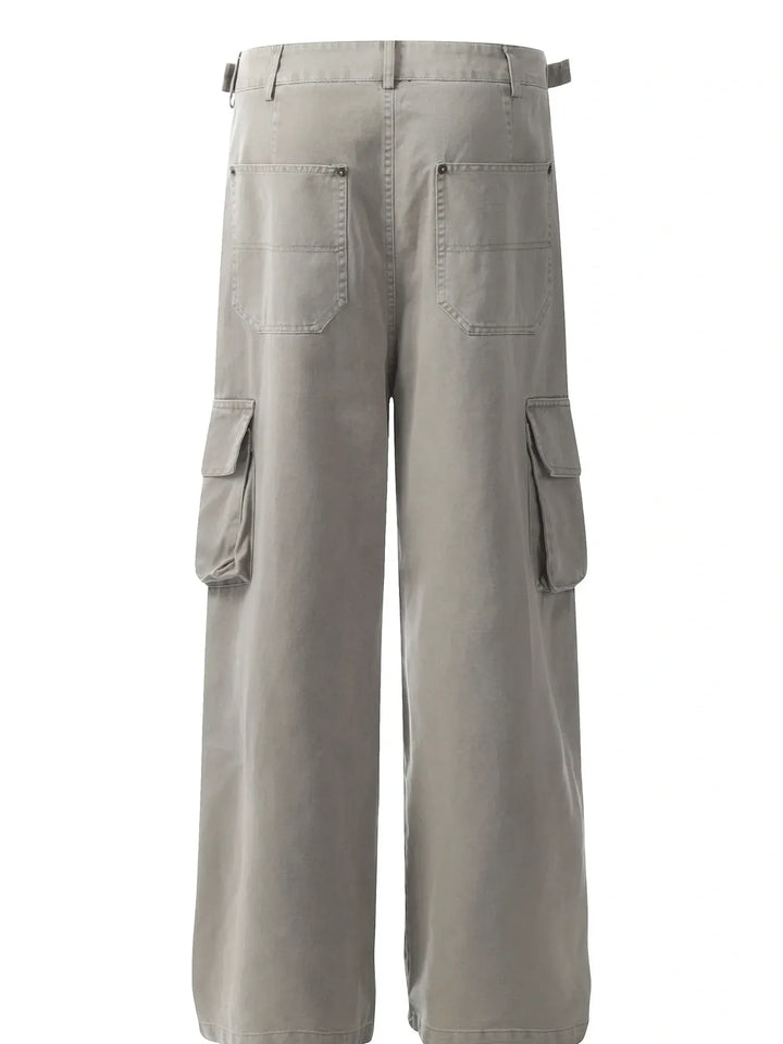 Men's Straight Cargo Pants with Multiple Pockets