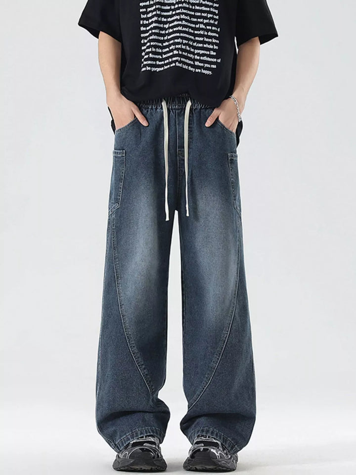 Men's Full Size Vintage Wash Wide Leg Jeans Plus Size