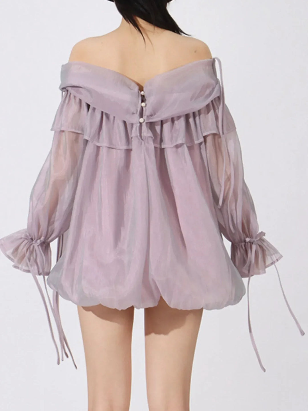 Ruffled Off-Shoulder Flounce Sleeve Blouse