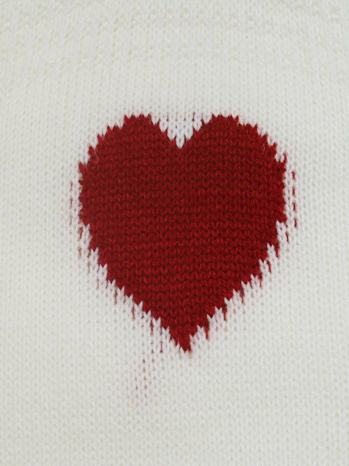 Heart Pattern Dropped Shoulder Sweater