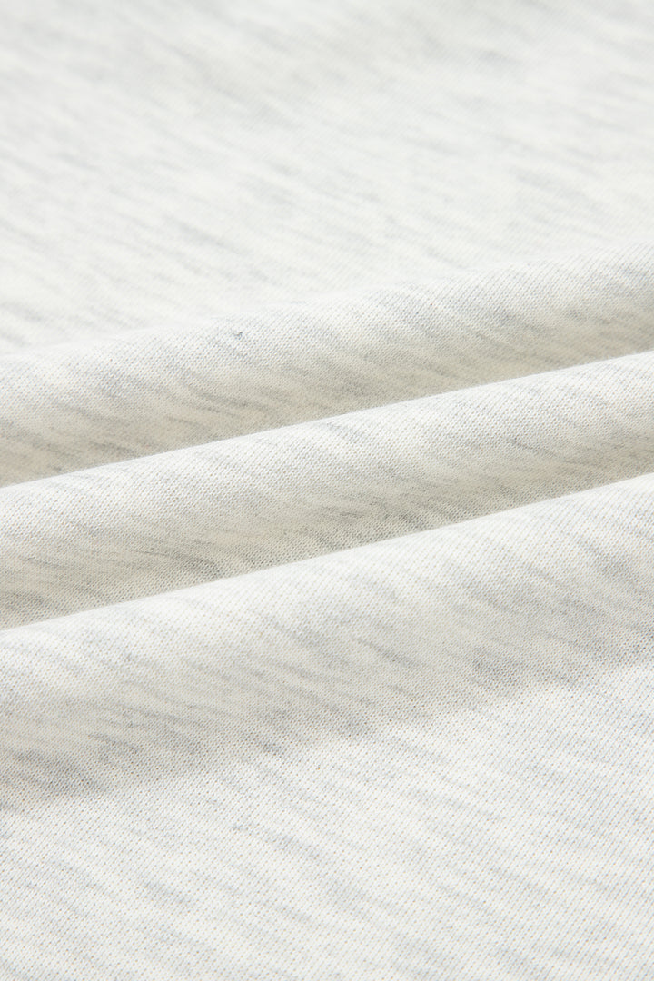 Beige Plus Size Contrast Denim Patchwork Cuffed Sleeve Polo Tee