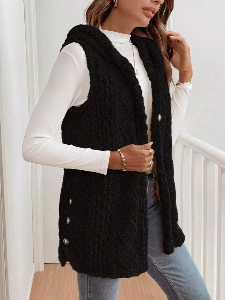 Cozy Sherpa Fleece Hooded Vest Coat