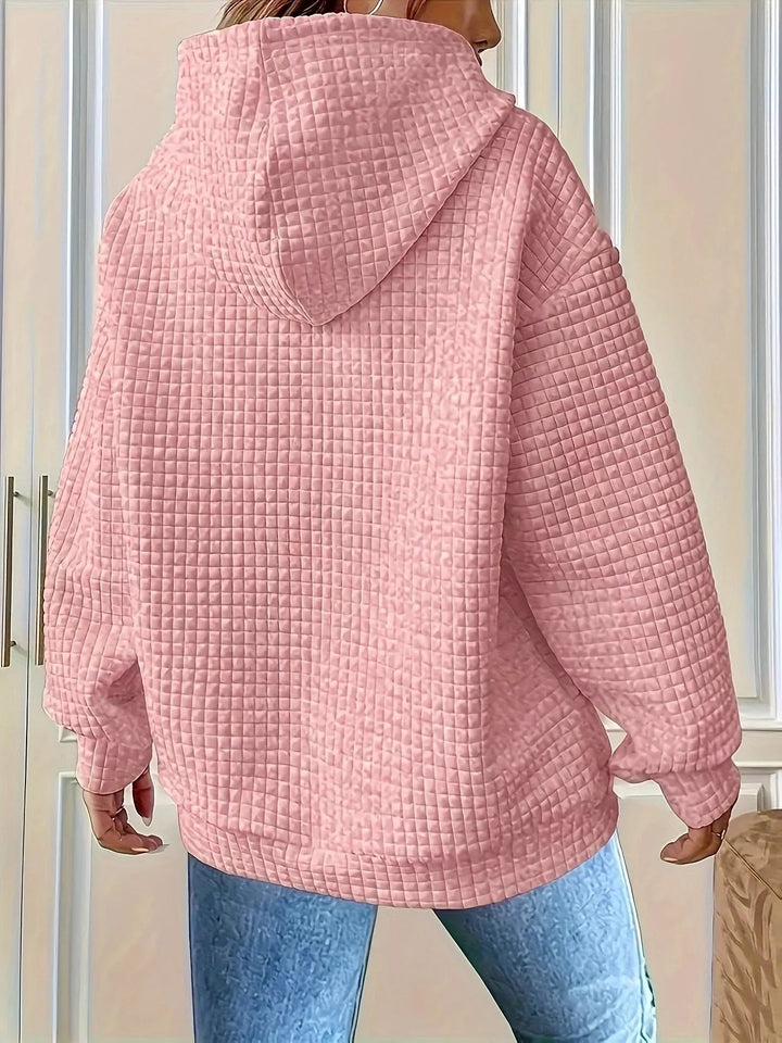 Textured Knit Drawstring Hoodie