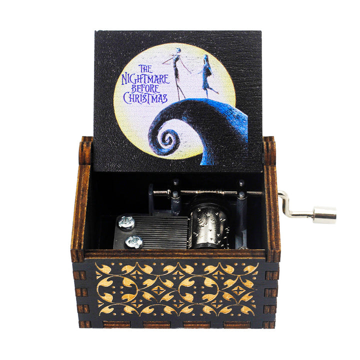 Antique Carved Wooden Hand Crank Spirited Away Music Box Christmas Gift Birthday Gift Party Decoration