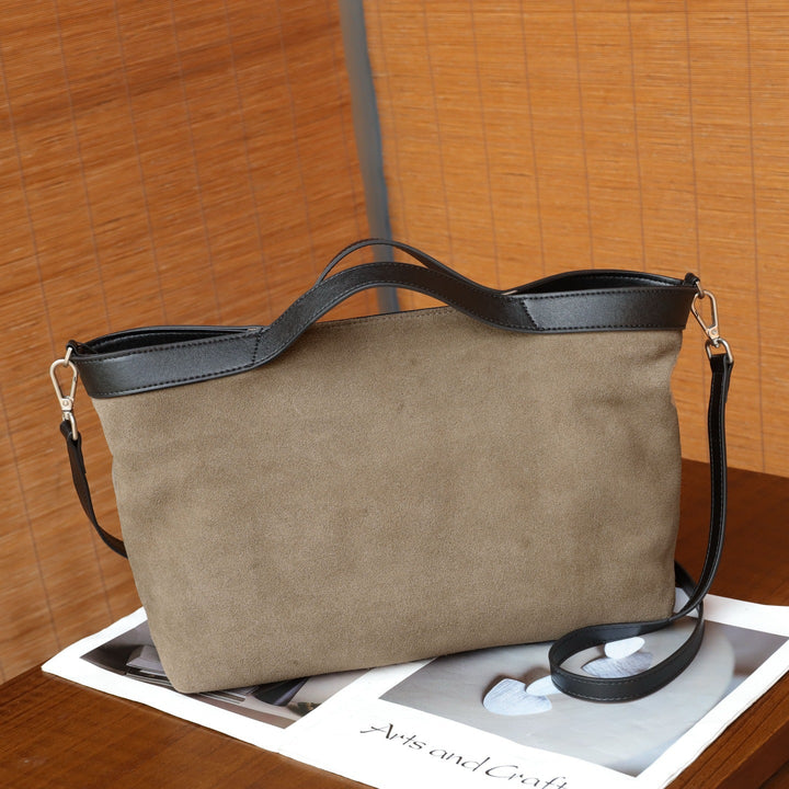 Autumn And Winter New Matte Cowhide Tote Bag, Simple And Versatile, Large Capacity Handbag, Commuting Crossbody Real Leather Women's Bag