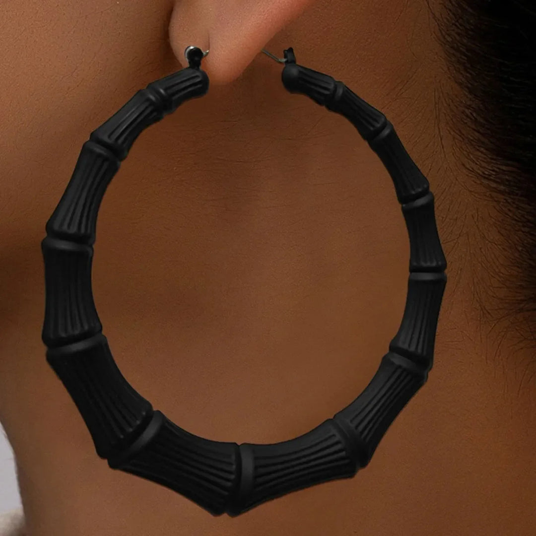 Stainless Steel Textured Hoop Earrings