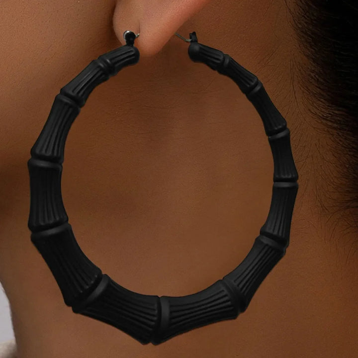 Stainless Steel Textured Hoop Earrings