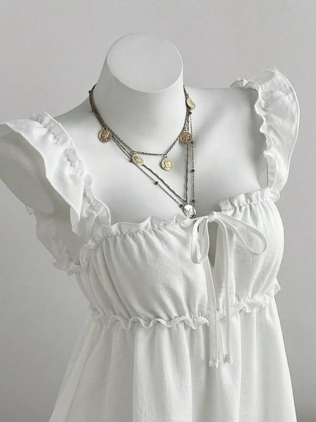Frill Tie Front Mini Dress