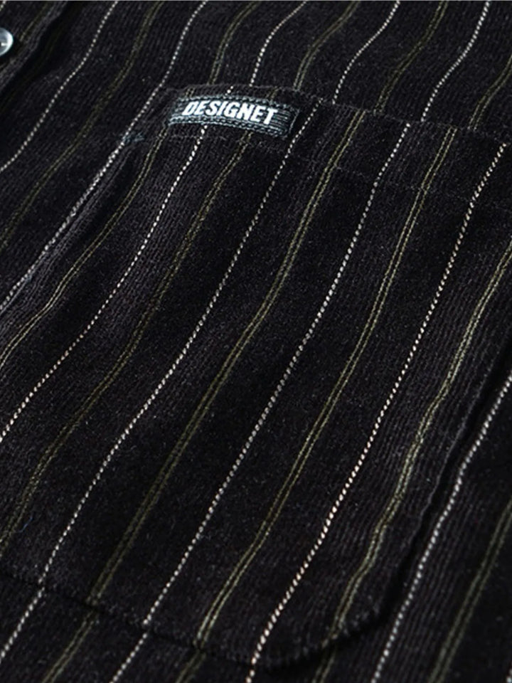 Men's Plus Size Striped Button Up Long Sleeve Shirt