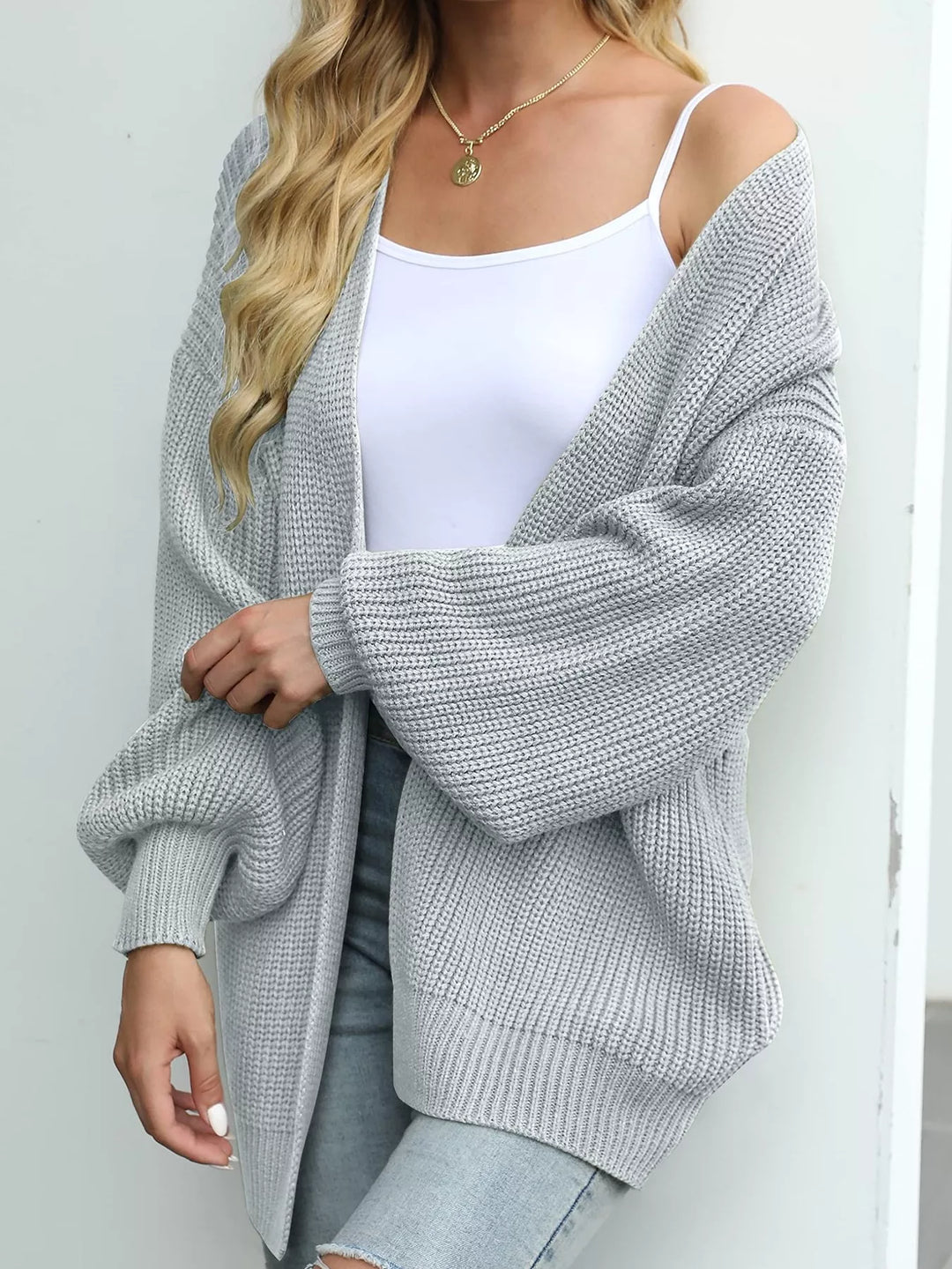Full Size Chunky Knit Open Front Cardigan Plus Size