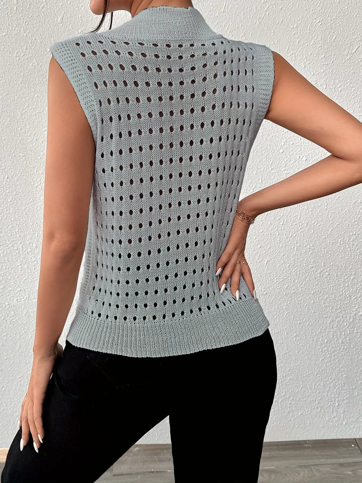 Hollow Out Round Neck Knit Tank