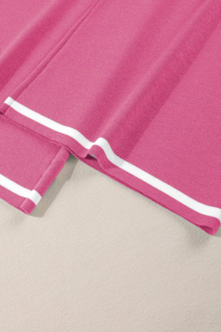 Contrast Trim Round Neck Top and Pants Set