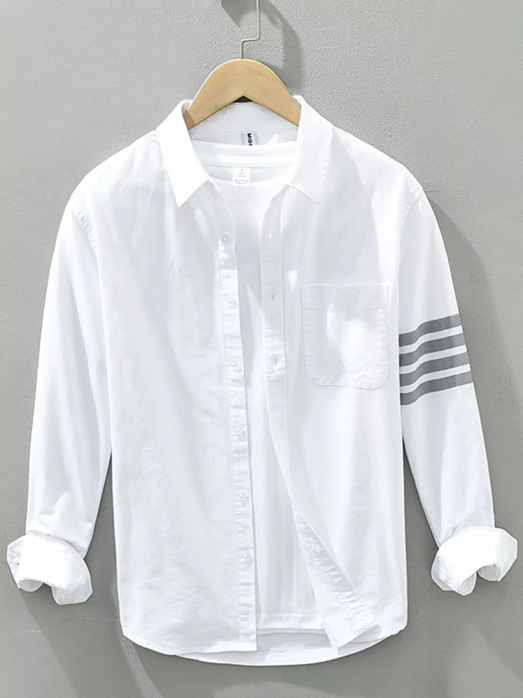 Men's Plus Size Button-Up Shirt with Stripe Detail