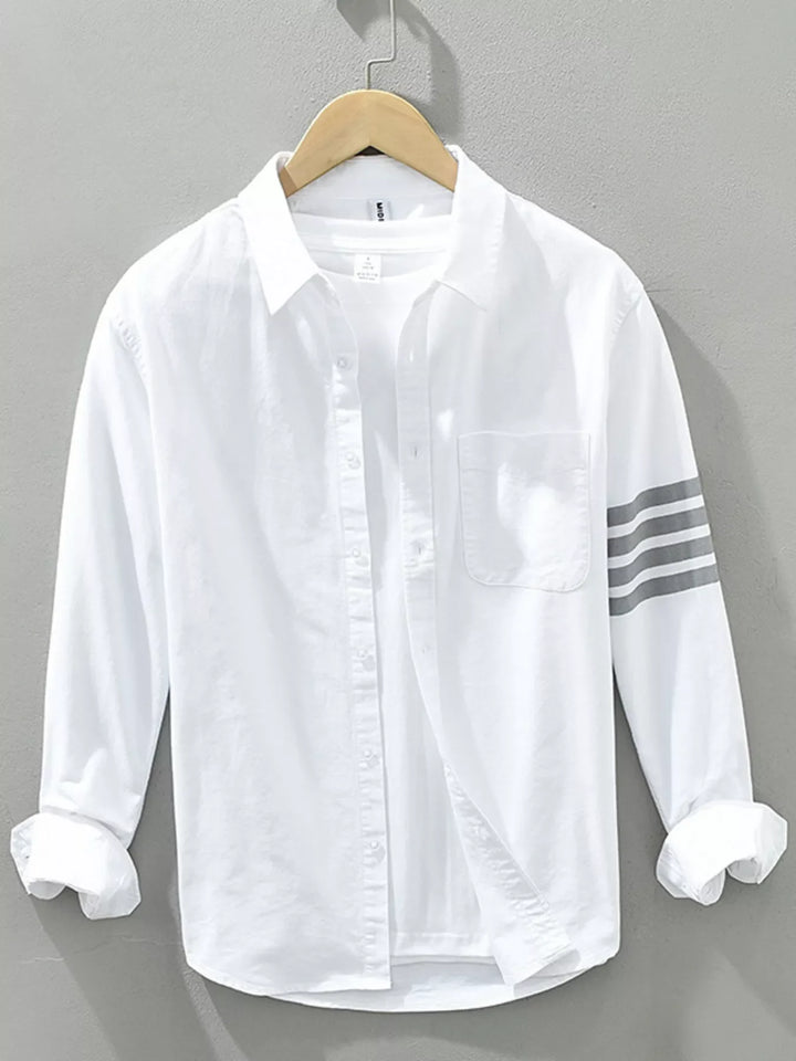 Men's Plus Size Button-Up Shirt with Stripe Detail