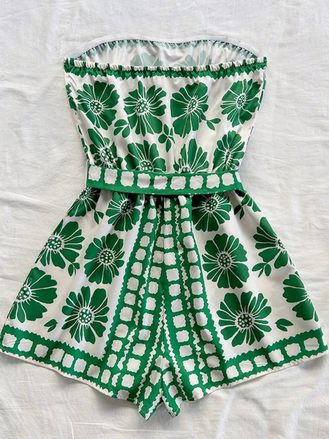 Strapless Tie Waist Romper