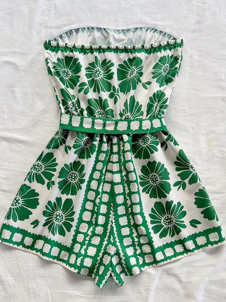 Strapless Tie Waist Romper
