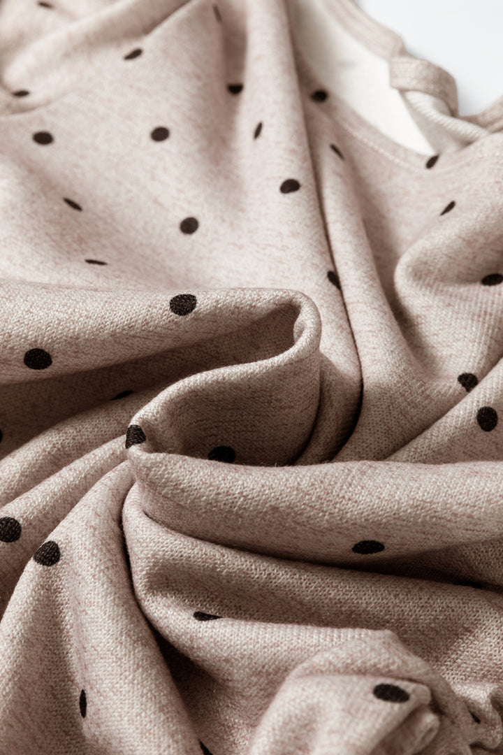 Jet Stream Polka Dot Boat Neck Knit Long Sleeve T Shirt