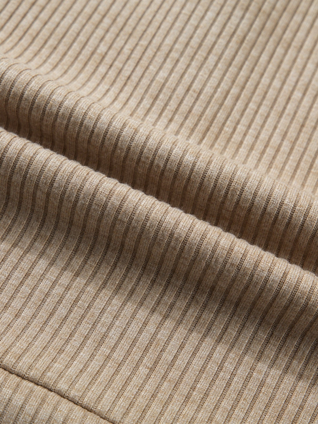Ribbed Knit Denim Trim Button Detail Top