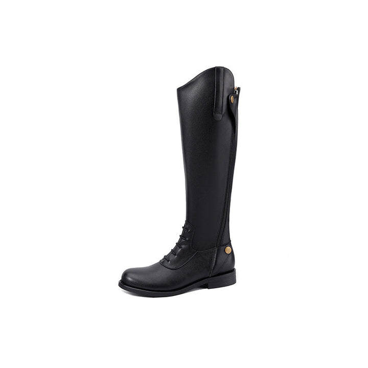 Womens Versatile Chunky-heel Boots Made From Full-grain Cowhide