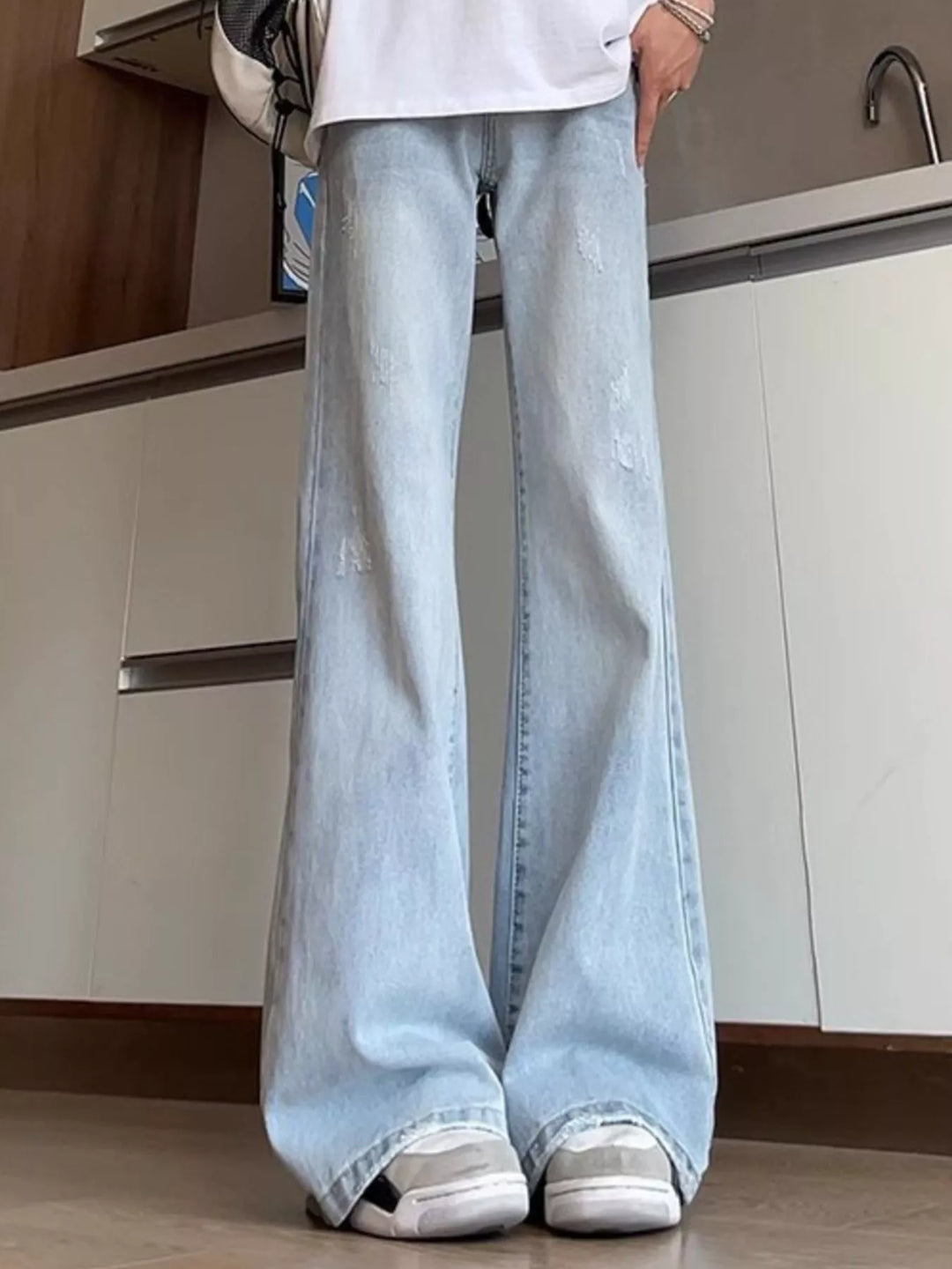 Men's Full Size Washed Flare Jeans Plus Size