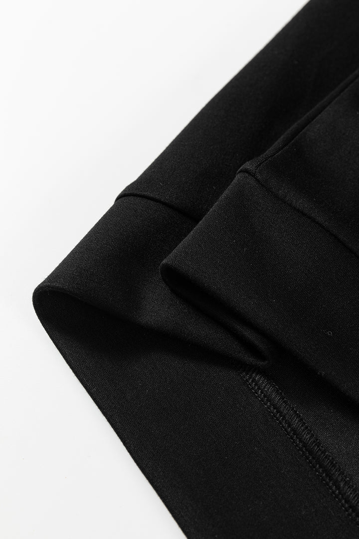 Black Striped Patchwork Quarter Zip Pullover Loose Pant Set