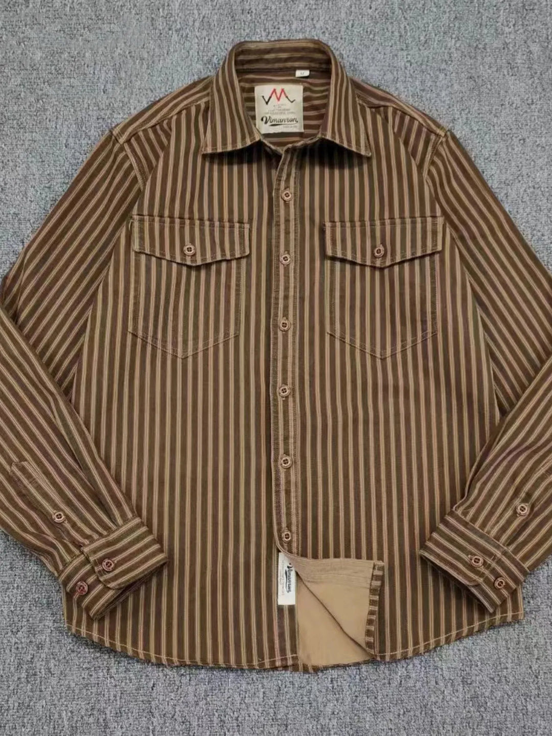 Men's Plus Size Striped Button Up Long Sleeve Shirt
