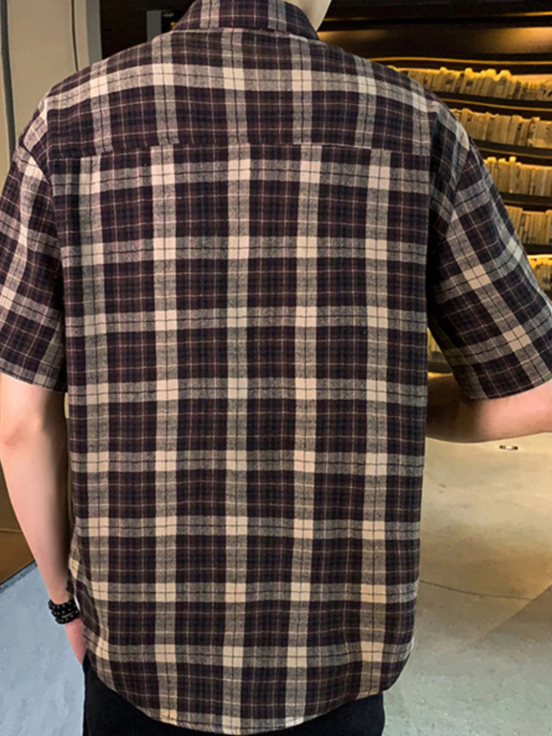 Men's Plus Size Casual Plaid Short Sleeve Shirt