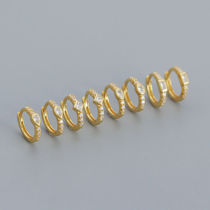 925 Sterling Silver Instagram-style High-end Diamond-studded Hoop Earrings