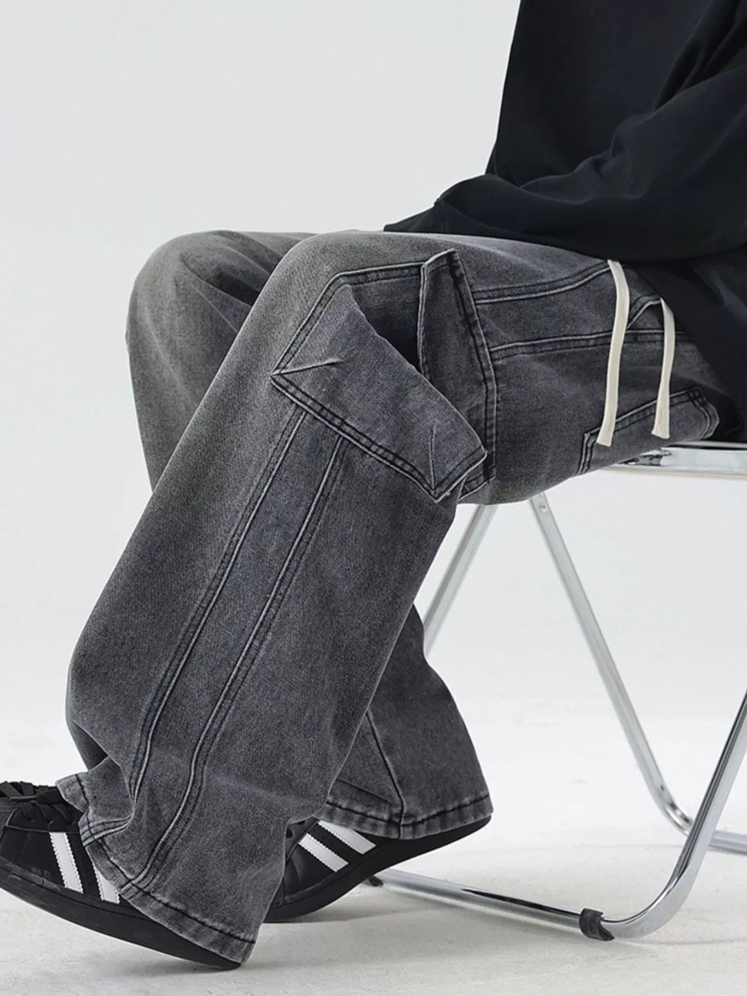 Men's Full Size Wide Leg Cargo Jeans Plus Size