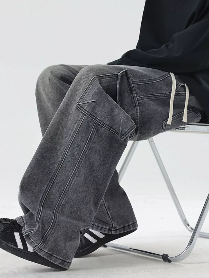 Men's Full Size Wide Leg Cargo Jeans Plus Size