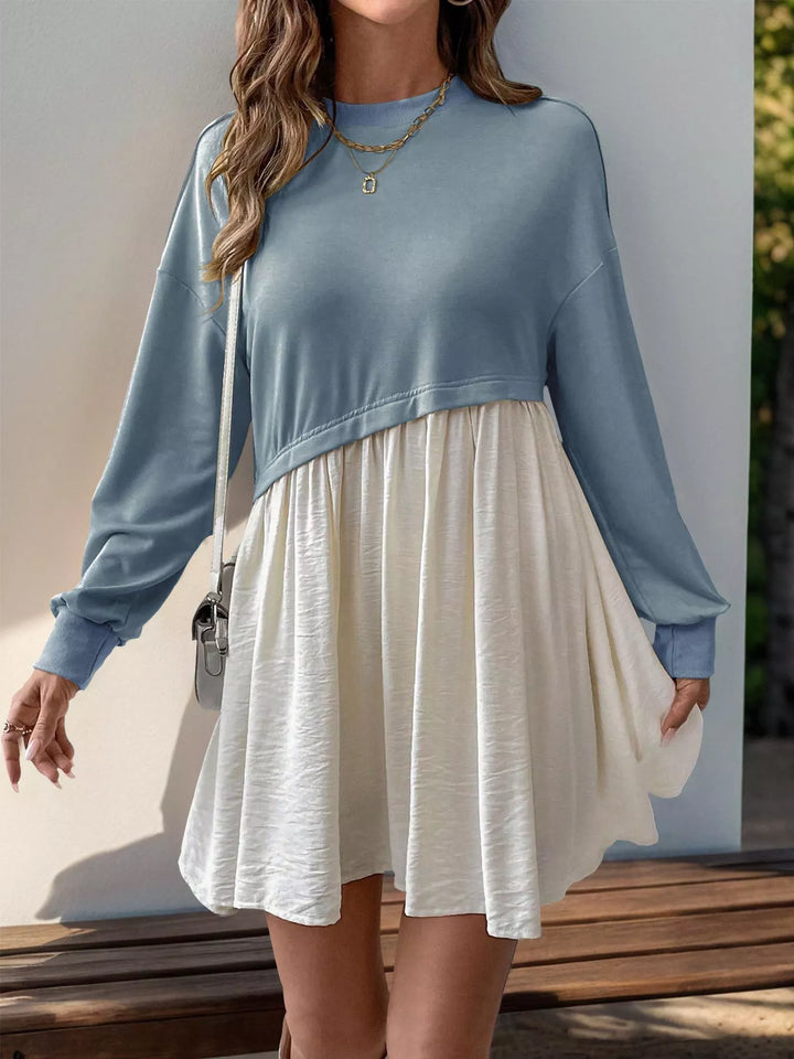 Two-Tone Dropped Shoulder Dress