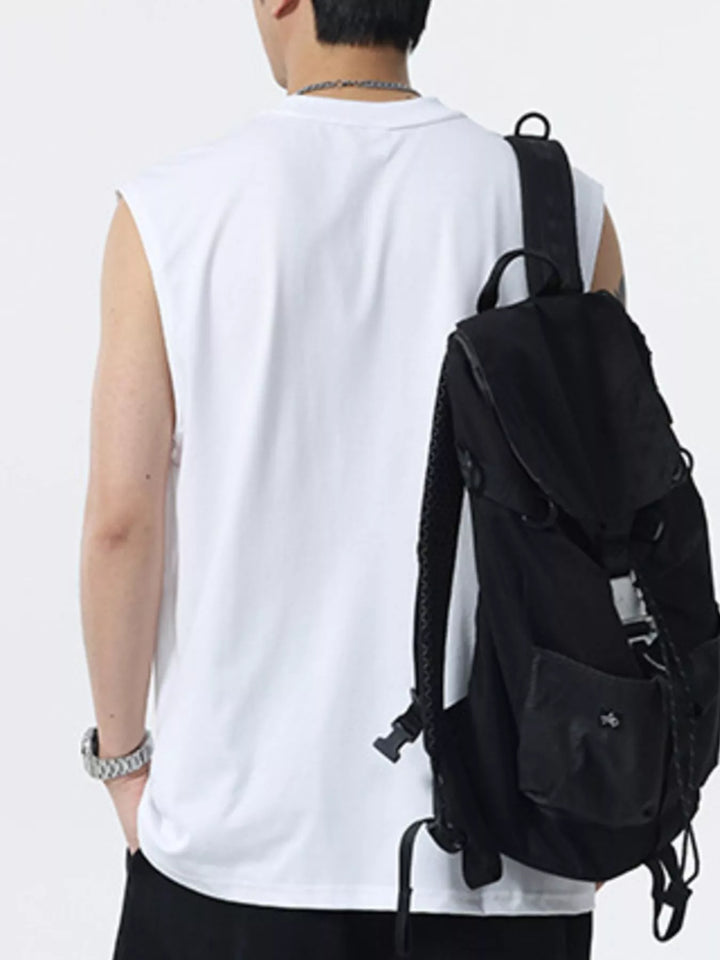 Men's Plus Size Round Neck Tank with Chest Pocket