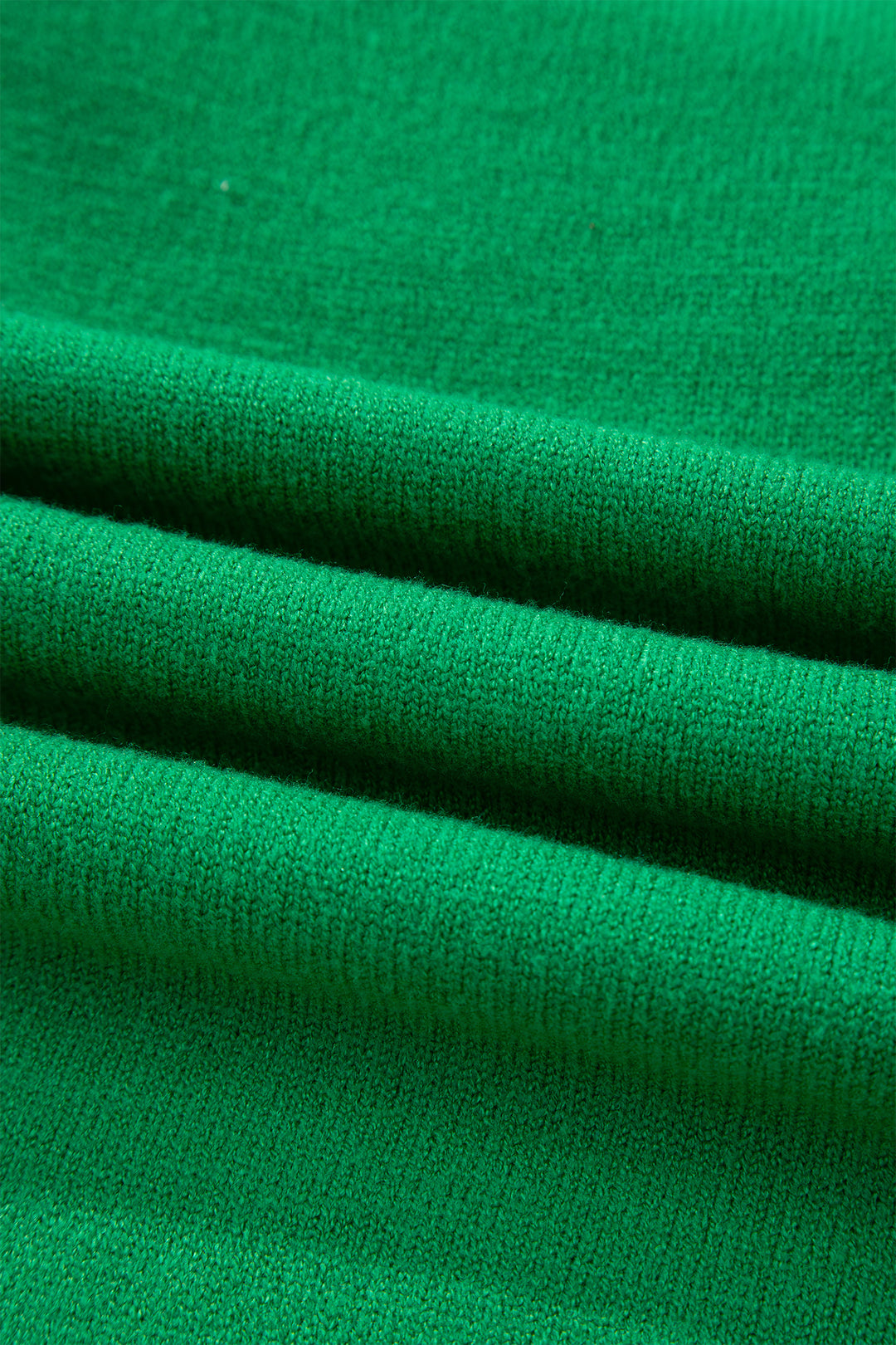 Bright Green Shiny Lucky Striped Flutter Sleeve Round Neck Sweater