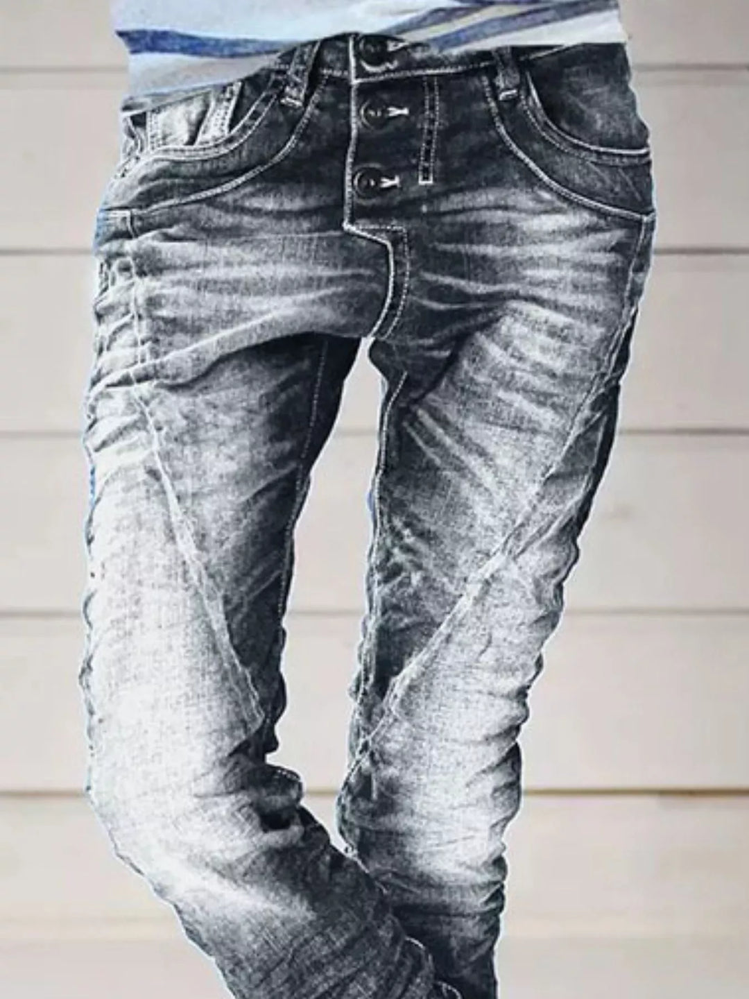 Full Size Washed Button-Fly Jeans Plus Size