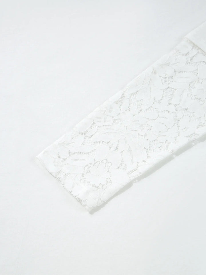 Lace Long Sleeve Insert Drop Shoulder Tee
