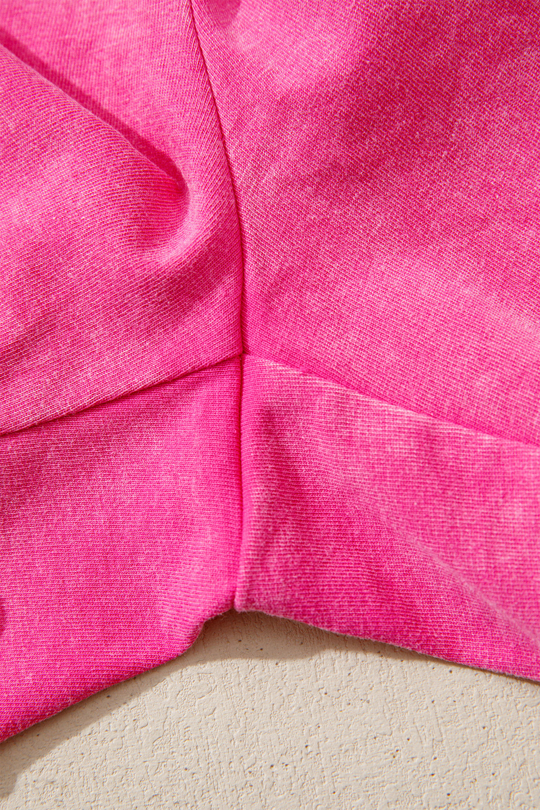 Rose Red Mineral Washed Drawstring Elastic Waist Raw Cut Shorts